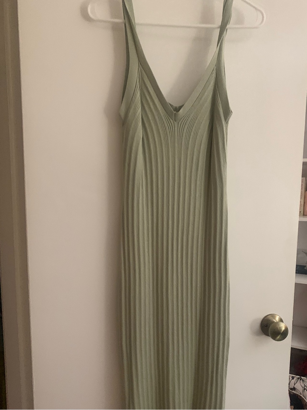 Pink Rose Sleeveless Ribbed Maxi Dress in Sage Green